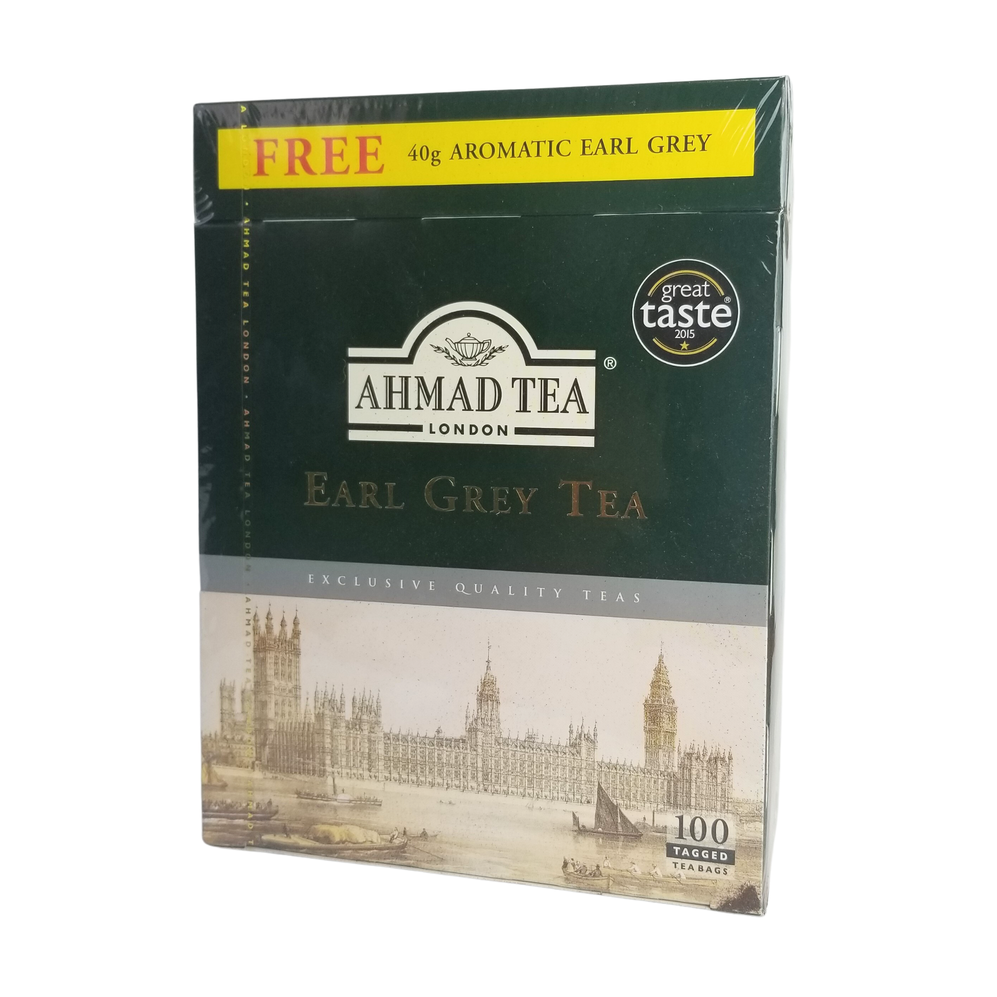 Ahmad Tea London Earl Grey Tea 100 Tea Bags, Free 40 g