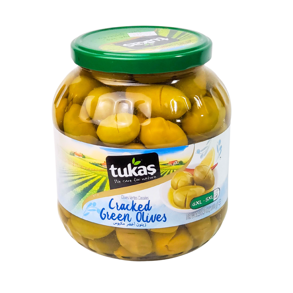 Tukas Cracked Green Olives 1000g size 6XL-5XL – Souk Med (Grab)