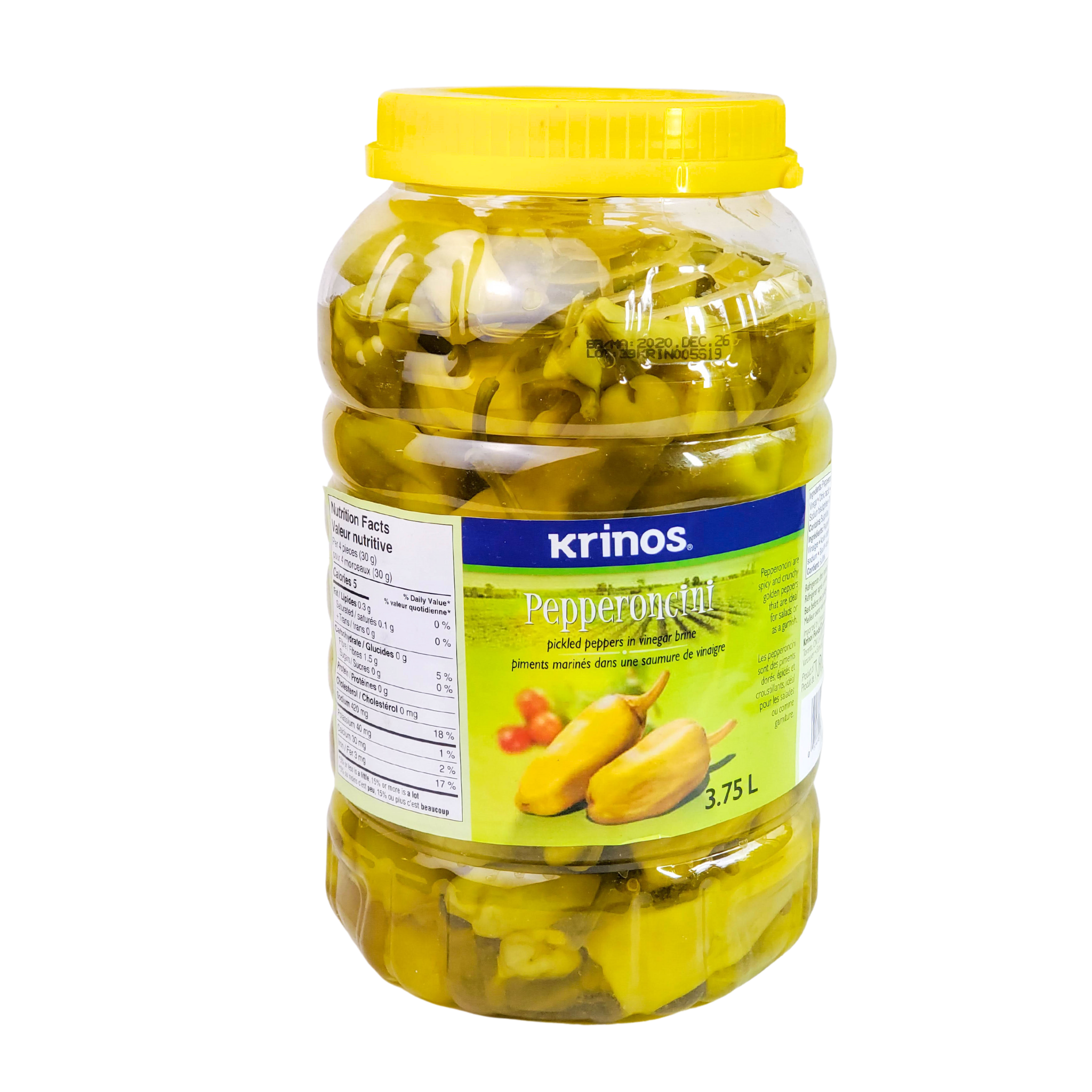 Krinos Pepperoncini  Pickled Peppers in Vinegar Brine 3.75L
