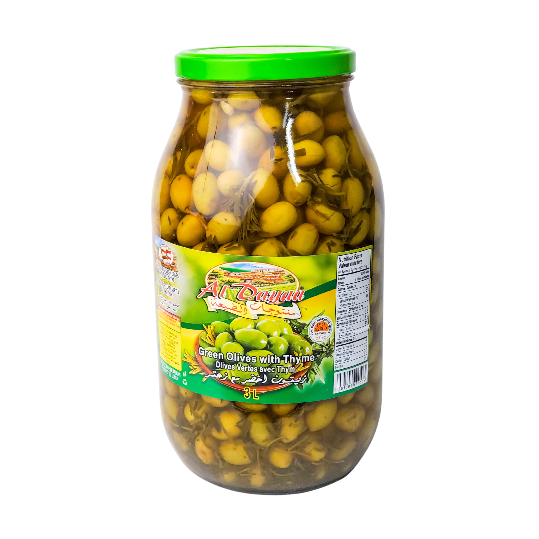 Al Dayaa Green Olives with Thyme 3L