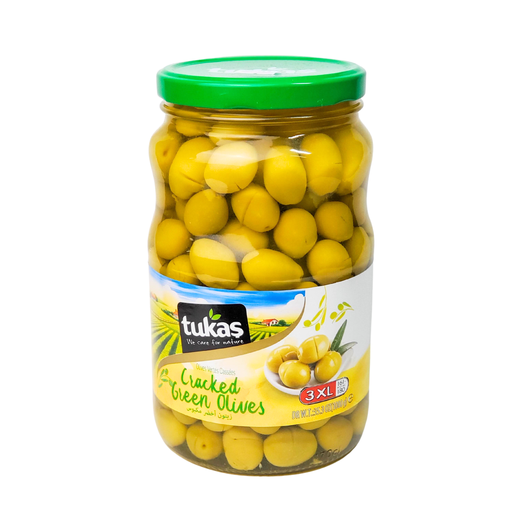 Tukas Cracked Green Olives 1000g