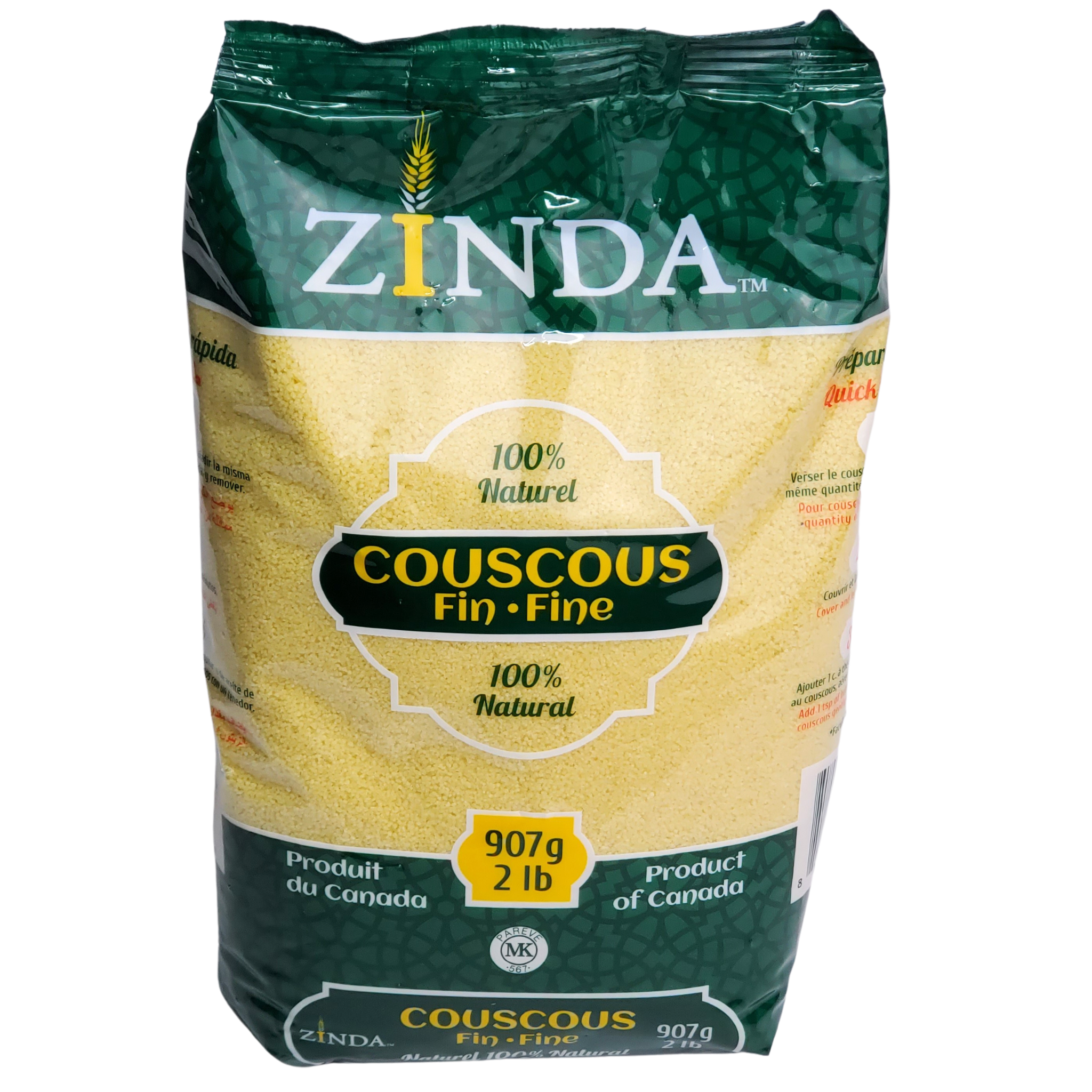 ZINDA Couscous 100% Natural 2lbs